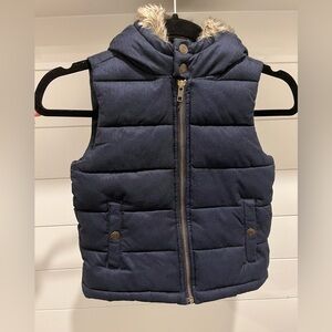 **Janie &Jack Toddler Blue PufferVest faux fur Unisex Size 3/4